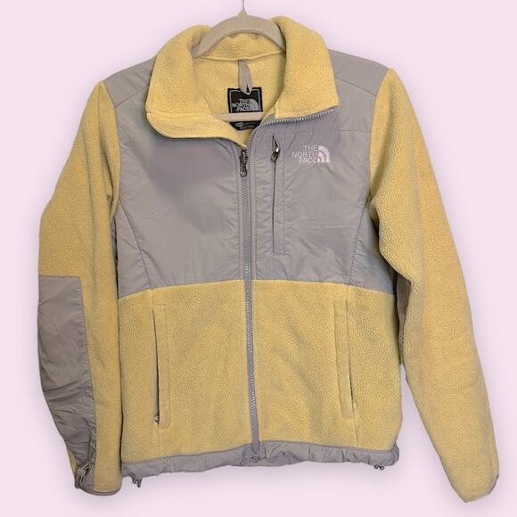 The North Face Yellow Grey Polartec Recycled Fleece Zip Up Jacket Size Womens XS - Picture 1 of 16